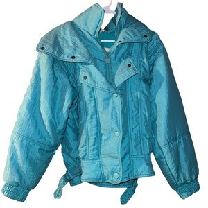 Women's Vintage Winter vibrant sky blue Italian Ellesse jacket USA size 8